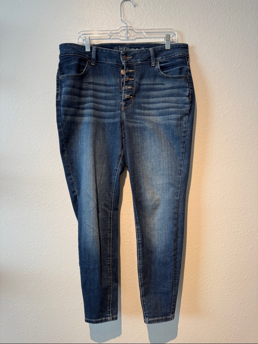 Maurices Women's Dark Blue Button-Fly Skinny Jeans